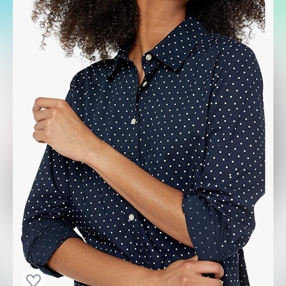 Women's Classic-Fit Long-Sleeve Button-Down Poplin Shirt NWT XS - Picture 3 of 5